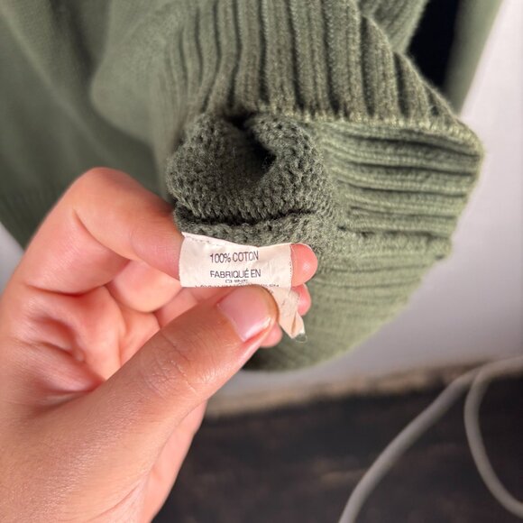 L.L. Bean Green Pullover V-Neck Long Sleeve Knit Preppy Outdoors Cotton Sweater - Picture 7 of 9